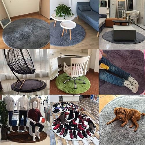 Miniatura 4 de Kekon Alfombra redonda ultra suave y moderna para interior, esponjosa, antideslizante, alfombra sedosa para sala de estar, dormitorio, habitación de