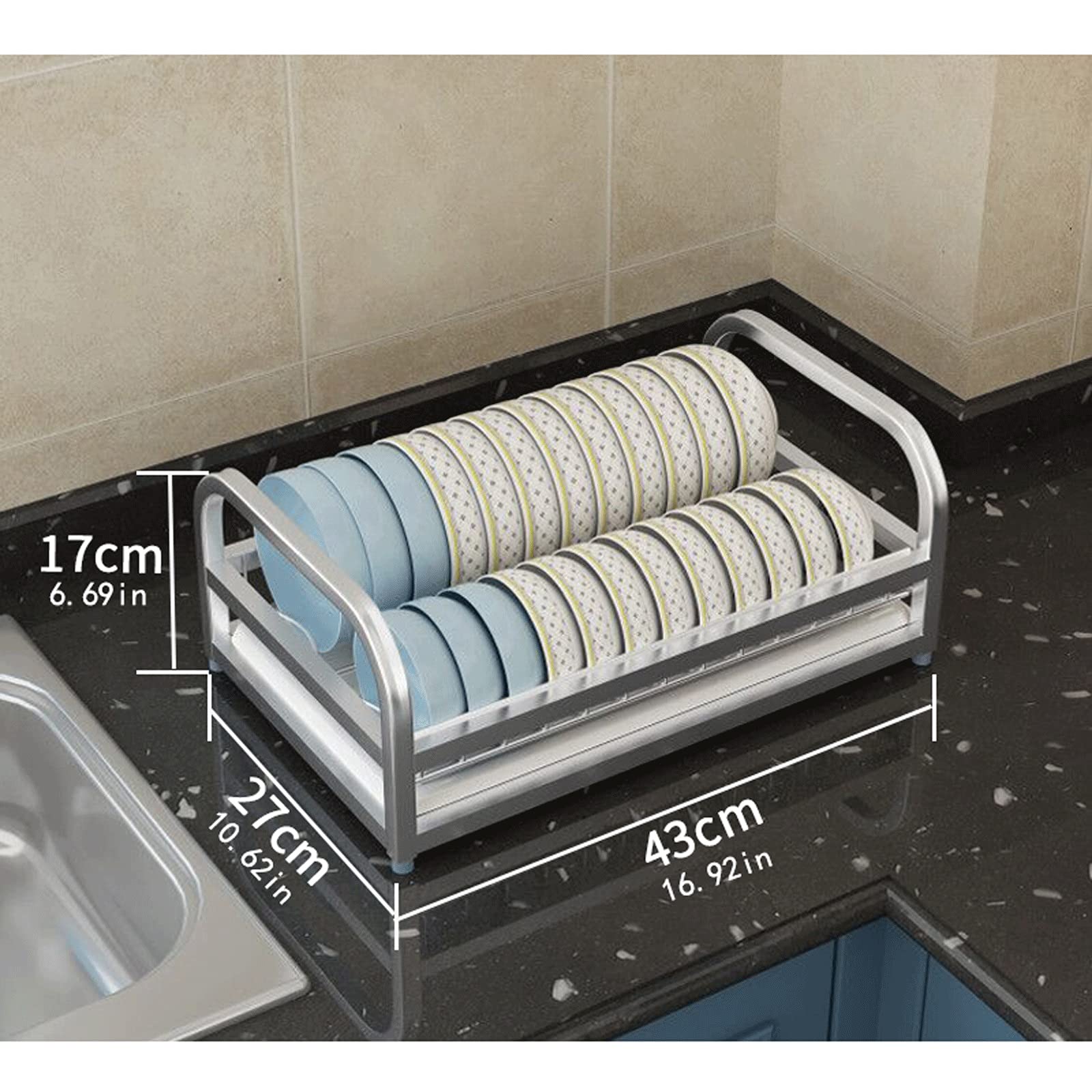Küchen-Geschirrtrockner Single Layer Dishack Rack 304 Edelstahl Trockene Teller Rack Drain Rack Dishack Kitchen Drain Teller Rack Gerichte und Essstäbchen Multifunktionaler Abtropfständer