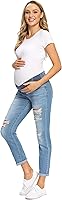 Vista 6 de Foucome Jeans de maternidad para mujer, jeans rasgados elásticos con bolsillos