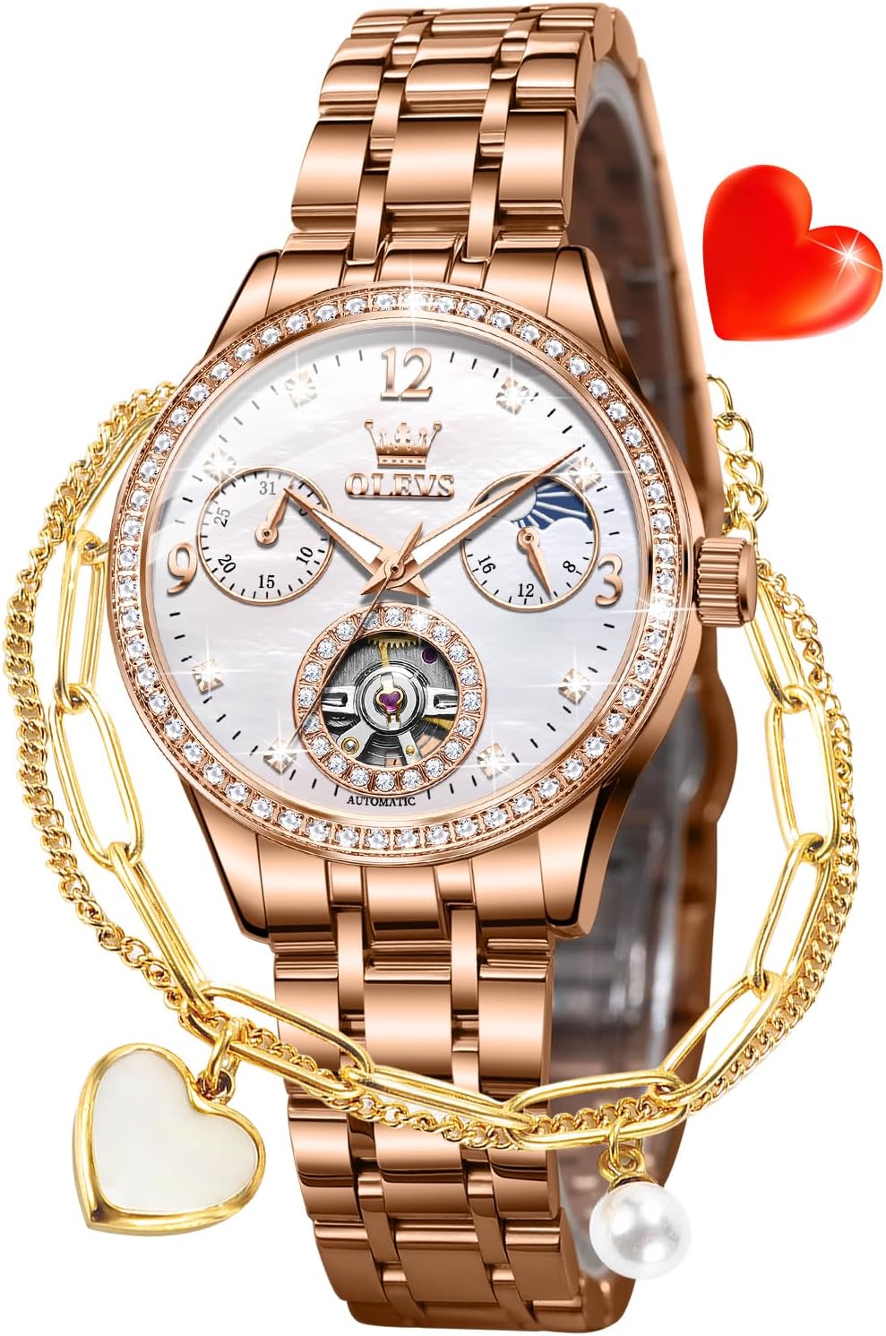 OLEVS Womens Watches Casual Modern Diamond Automatic