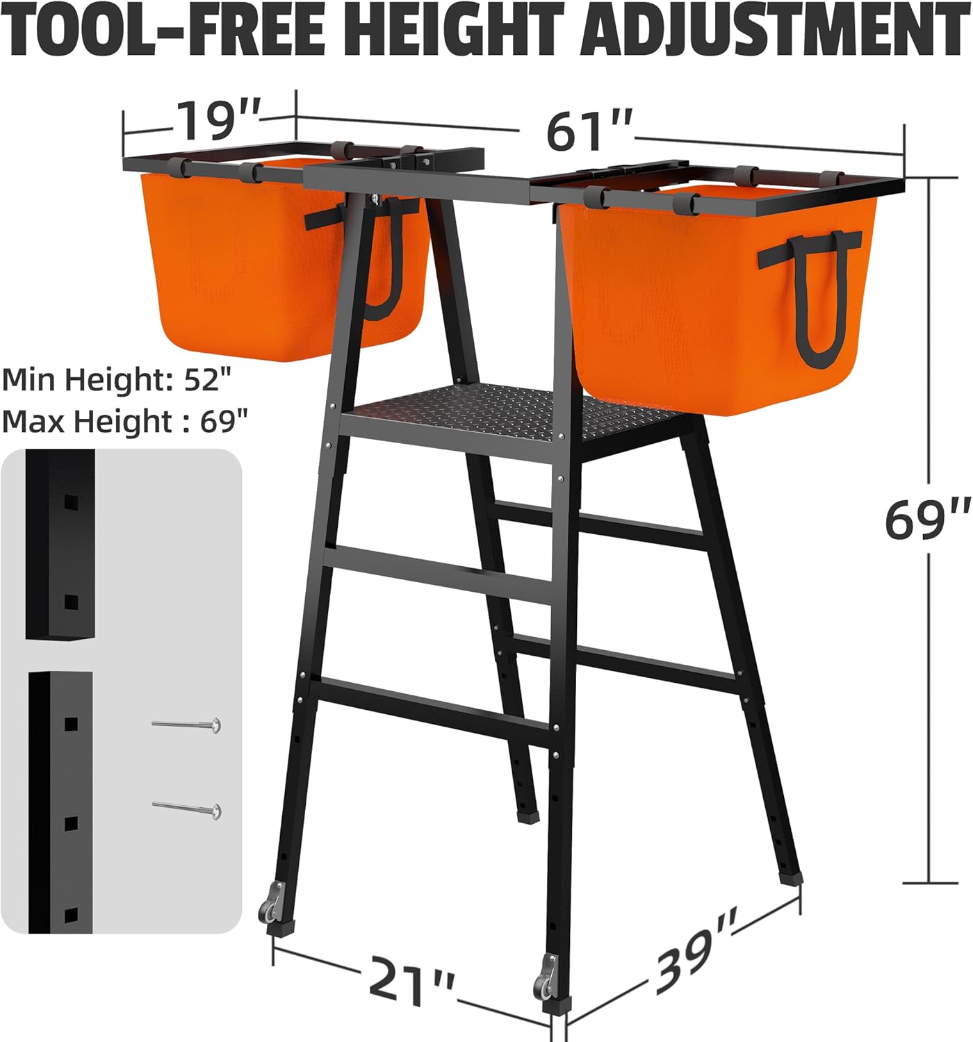 MR Portable Volleyball Coaching Tower with Ball Bag Attachments, Adjustable Volleyball Referee Stand, Volleyball Training Tower for Passing, Defense, and Blocking Drills
