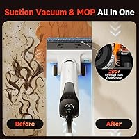 Vista 4 de uwant D100 - Aspiradora y trapeador en seco y húmedo todo en uno con 18000Pa de succión, auto limpieza, antiolor, empuje de palo, mopa de doble