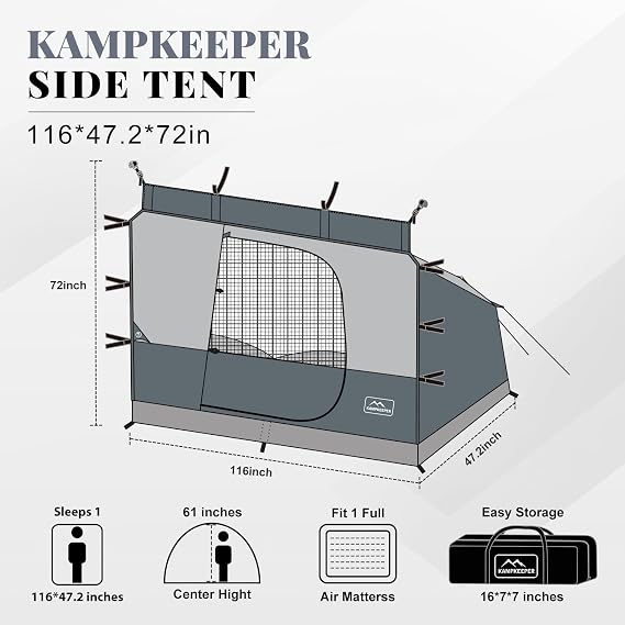 KAMPKEEPER Side Tent,1/2 Person Camping Tent for 10' x 10' Pop Up Canopy