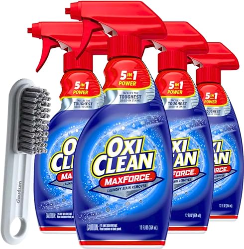 OxiClean - Removedor de manchas Max Force - 12 onzas líquidas (paquete de 4) - removedor de manchas en aerosol, spray y lavado de manchas de