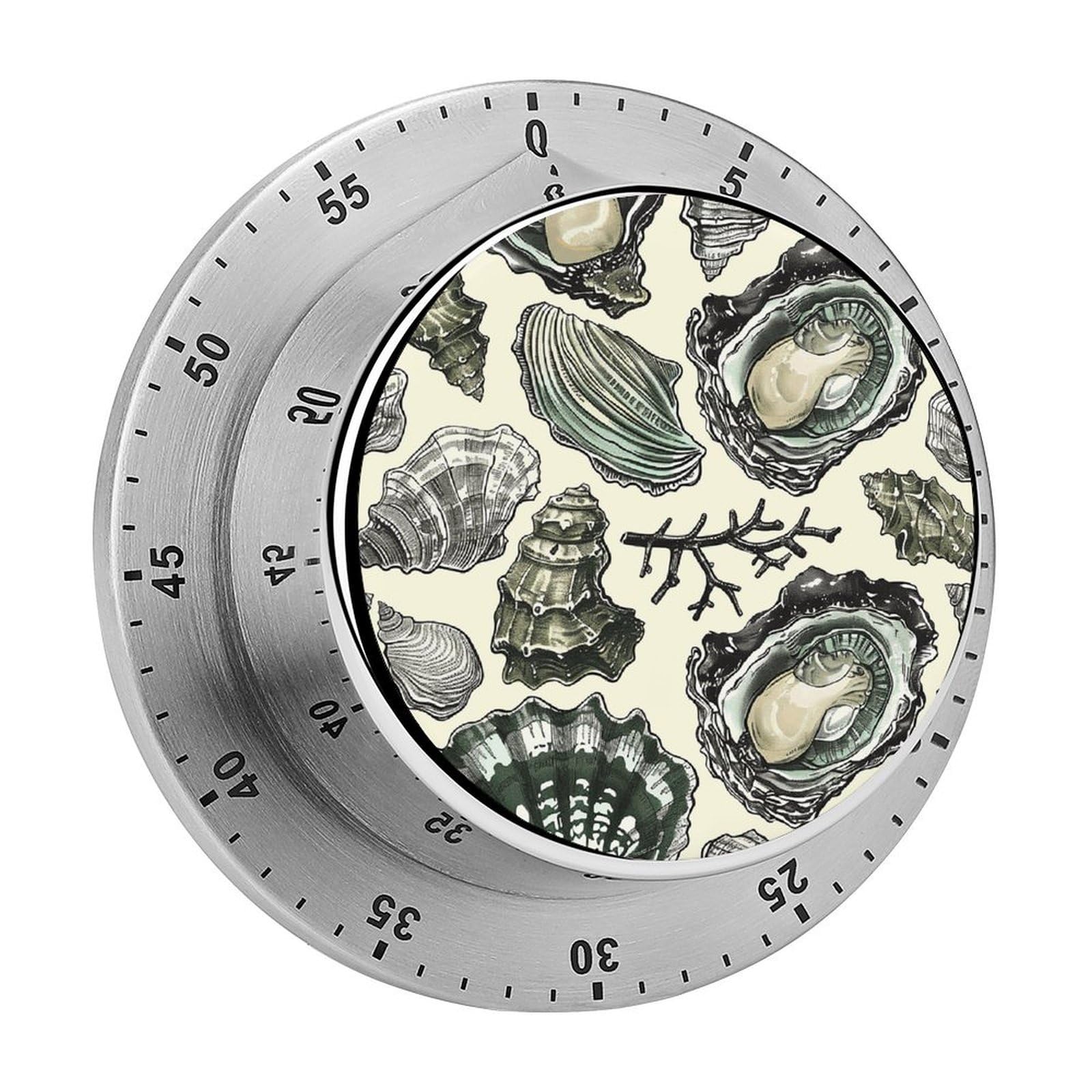 Oysters and Shells Kitchen Timer for Cooking Chef Cooking Magnetic Timer Loud Alarm Mechanical Desk Stainless Countdown Reminder