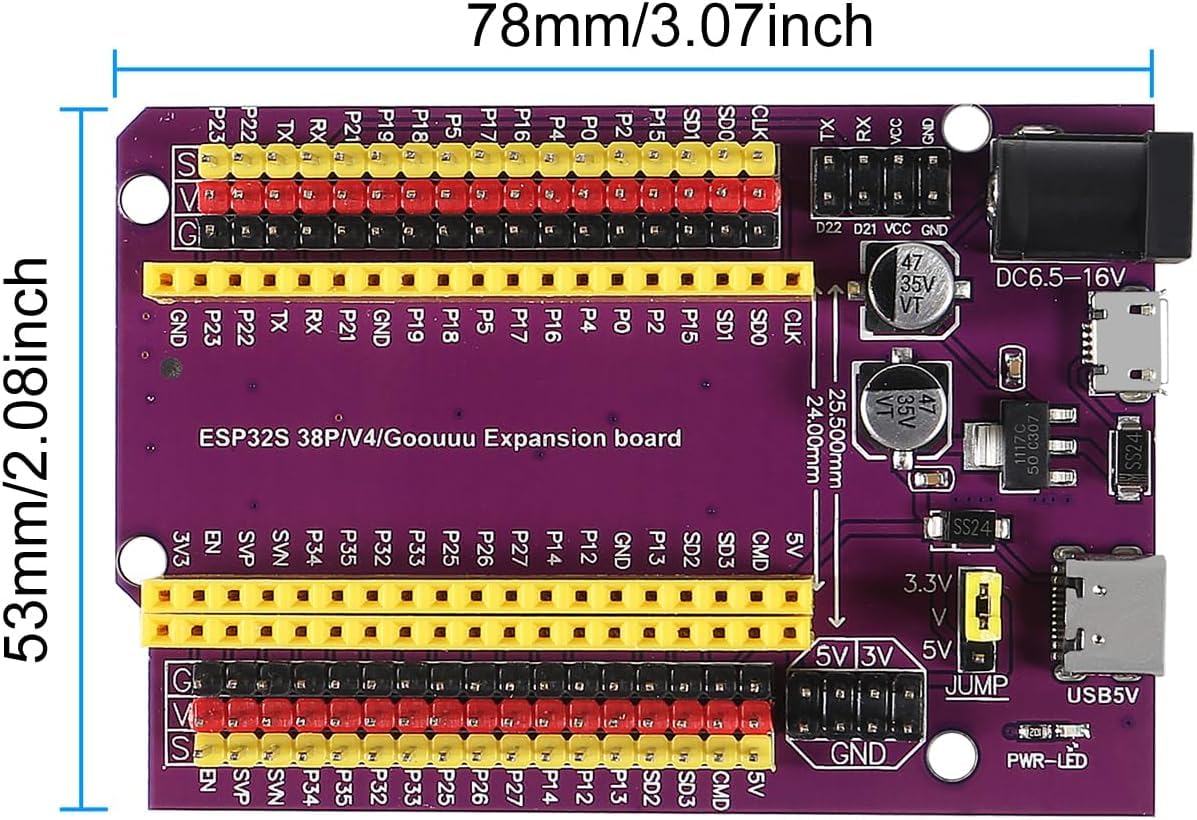 REES52 ESP32 Development Board TYPE-C/MICRO USB WiFi+Bluetooth Dual Core ESP32-DevKitC-32 ESP-WROOM-32 Expansion Board 38PIN