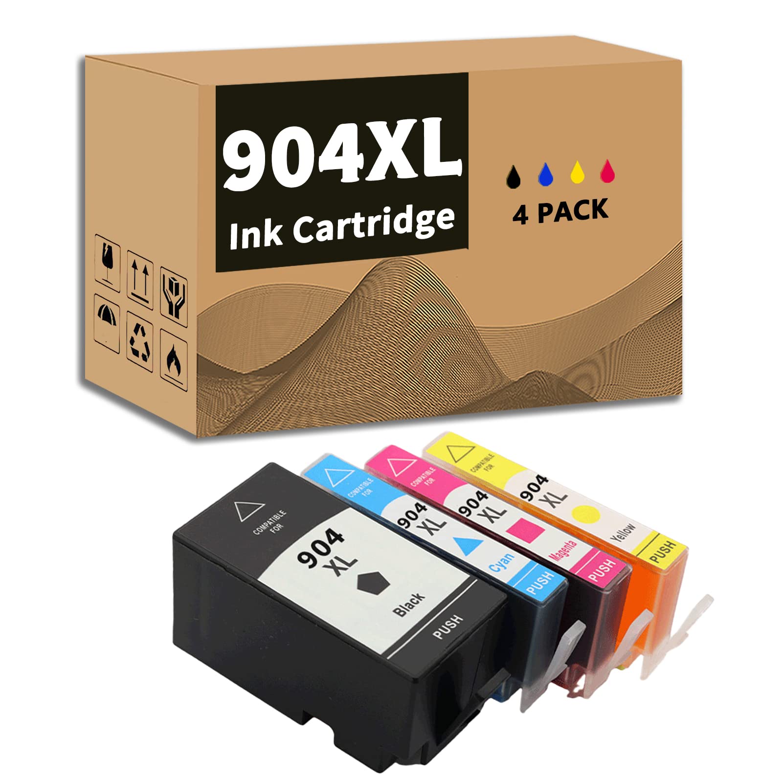 Per HP 904xl Inchiostro Compatibile Utilizzata Per OfficeJet Pro 6970 All-in-one 4 pack