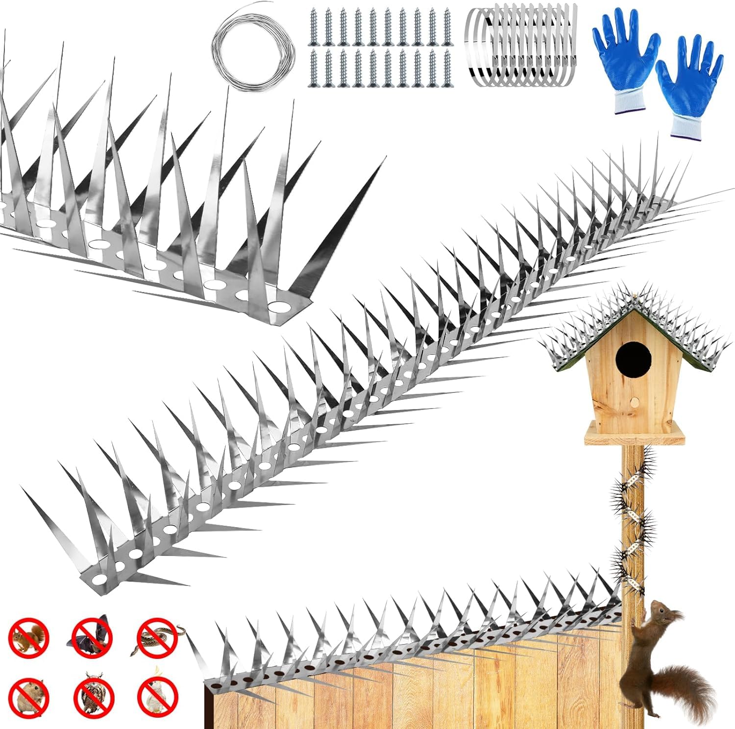 Marderschutz Fallrohr Edelstahl 100CM, Marderabwehr Fallrohr mit Zubehör, Edelstahl Vogelabwehr, Katzenabwehrgürtel Kann Geschnitten Werden, Marderschutz Dachrinne für Haus Balkon Dach Garten