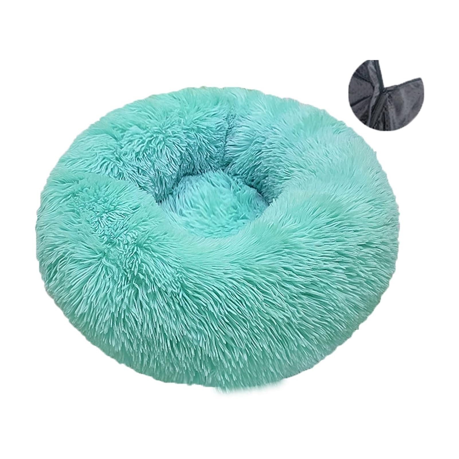 Panier donut lavable en fausse fourrure beige pour chiens et chats XL