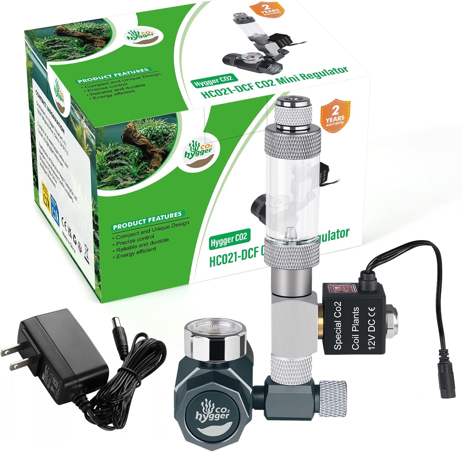 Aquarium Co2 Regulator, Mini CO₂ System with Upgraded DC Solenoid and Bubble Counter Check Valve, Detachable Design, for Building CO₂ System in Aquatic Plant Tank