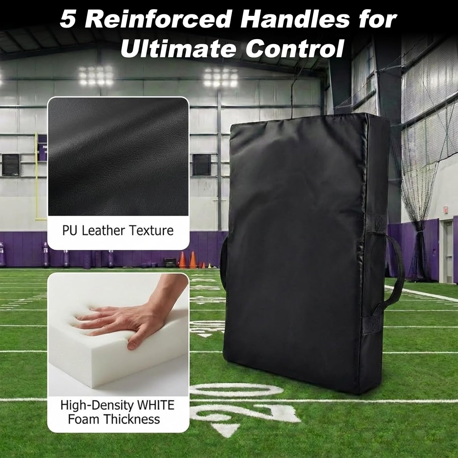 Football Training Blocking Pad: 26x18in Basketball Taekwondo Boxing Training Hitting Shield Tackle with Five Handles for Indoor Outdoor Adult Youth Men Use