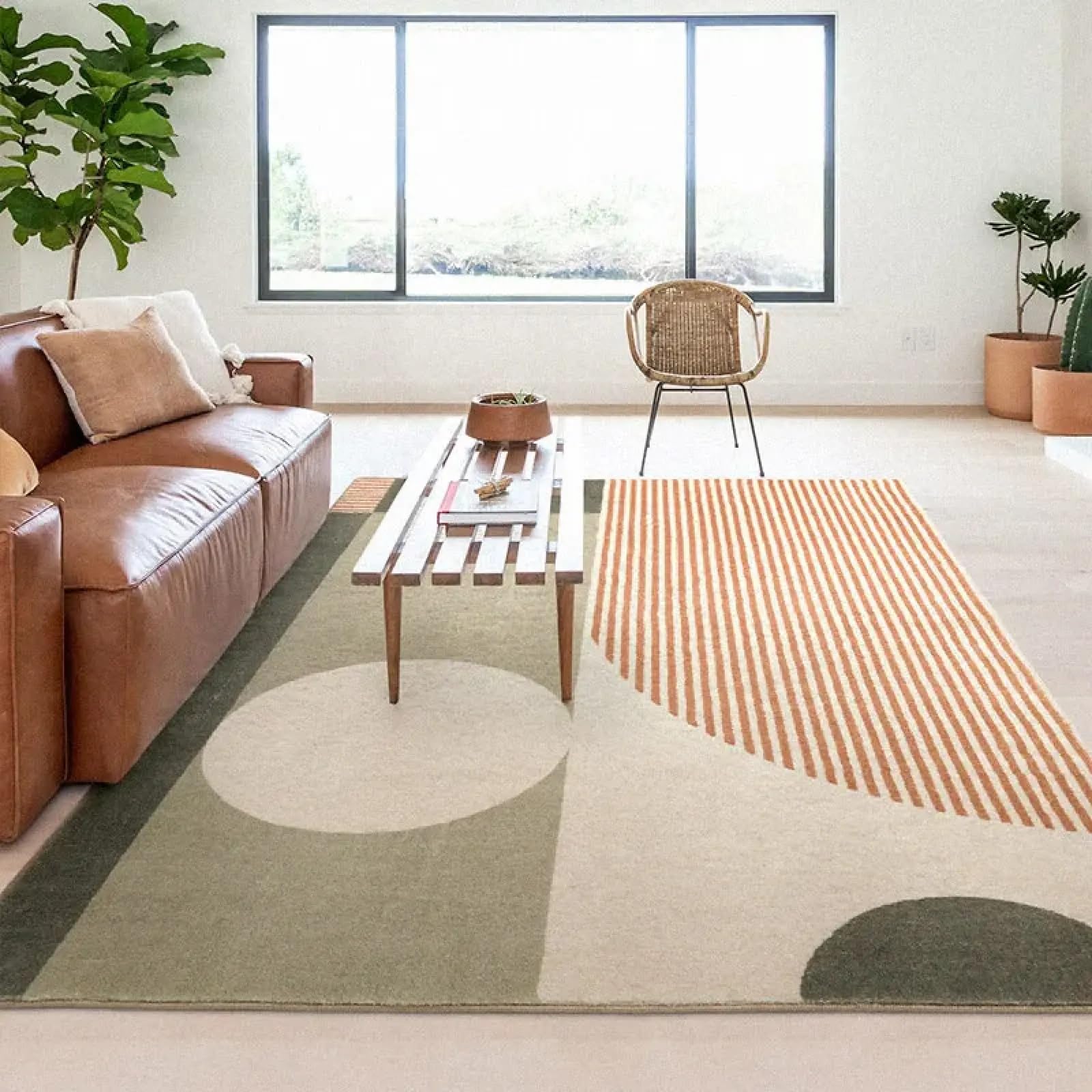 Tapis de chambre abstrait minimaliste grand format multicolore style vintage