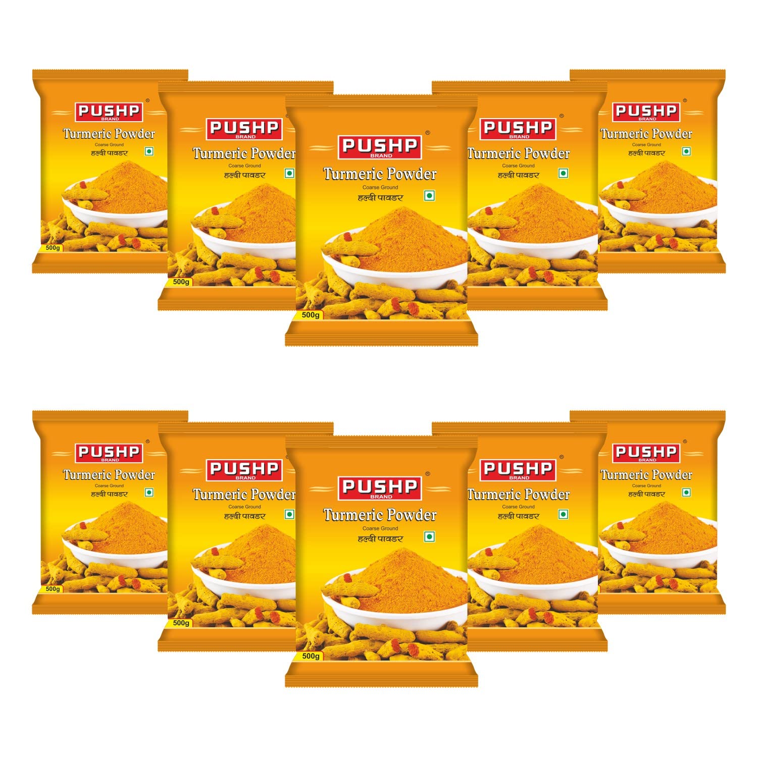 Pushp Brand Turmeric Powder Pouch (500gm pack) (Pack of 10)