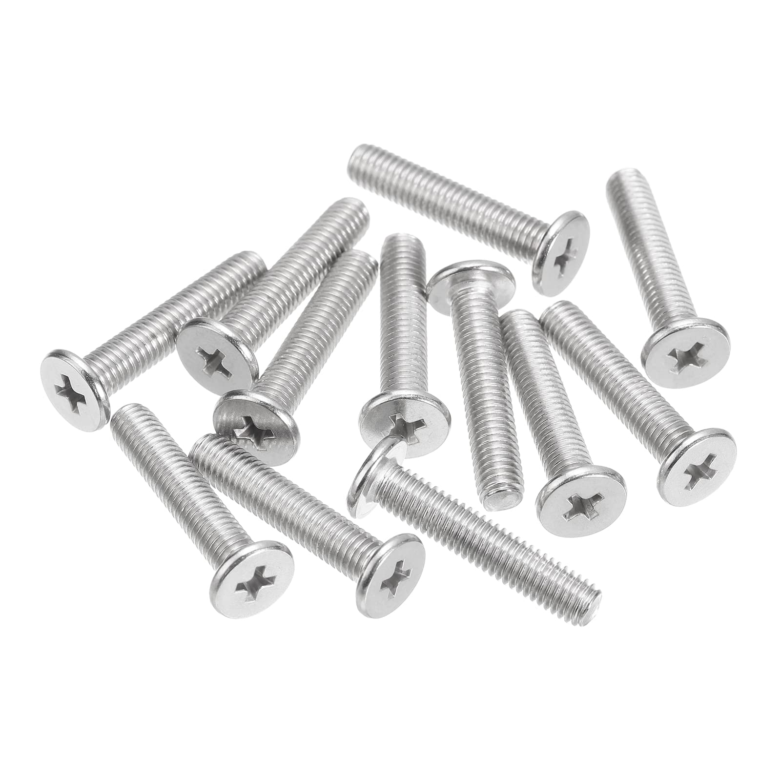 uxcell M5-0.8 x 25mm 20Pcs Flat Round Head Screws 304 Stainless Steel Phillips Drive Machine Screws Hardware Fastener for Furniture Connection-image-15