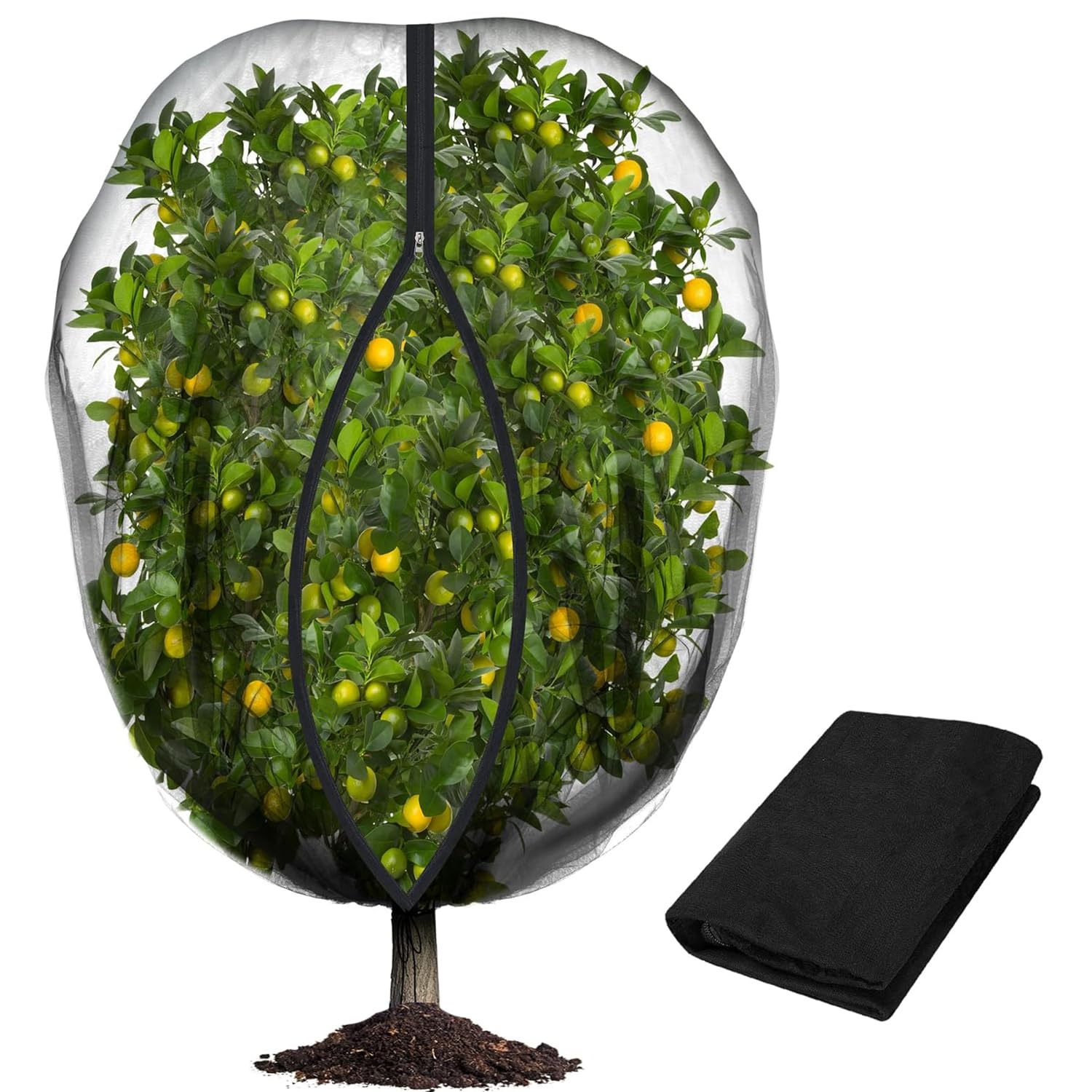 72x72 Inch Fruit Tree Protection Net with Zipper and Drawstring, Garden Netting Mesh for Plants Protect, Insect Bird Barrier Netting Mesh Cover Bag Cage for Protection Plant Fruits Flower