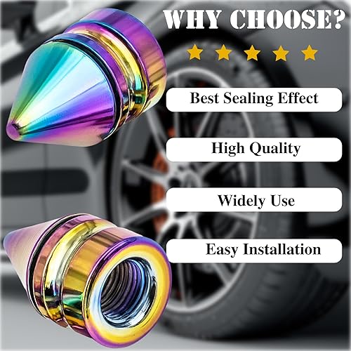 Miniatura 6 de 4 piezas de tapas de válvula de rueda con estilo de pico coloridas, válvula de rueda de aleación de aluminio, cubiertas universales de válvula de