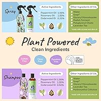 Vista 4 de kin+kind Kit de spray y champú para pulgas y garrapatas, set de champú y aerosol, champú para perros, spray para perros, para control de garrapatas