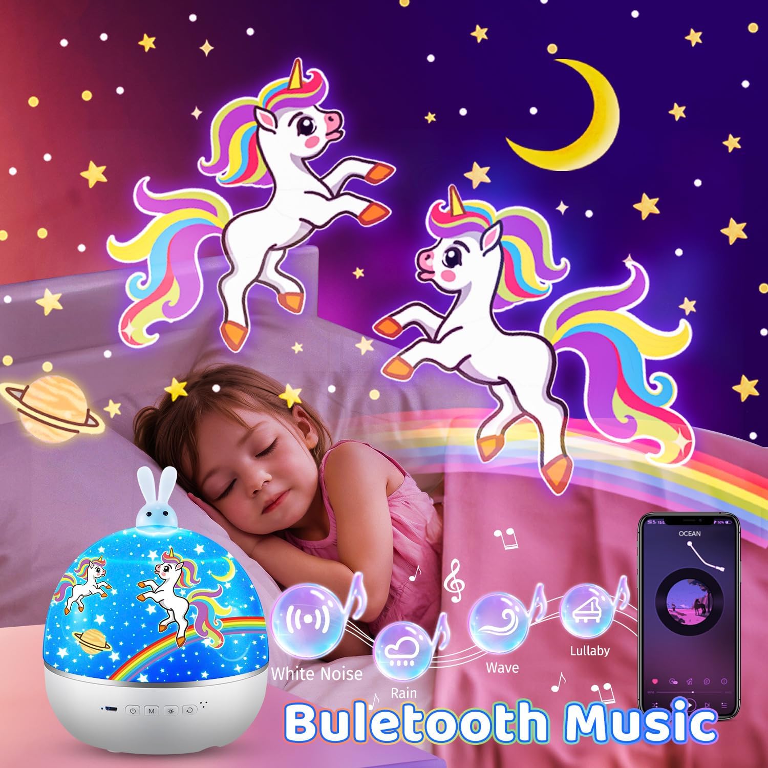 Proiettore Stelle Soffitto,315 Colori+15 Films Proiettore Soffitto,Bluetooth Musica&360°Luce Notturna Bambini,Ricaricabile&Telecomando Lampada Proiettore Bambini,Regalo Neonato Maschio Regalo Bambina