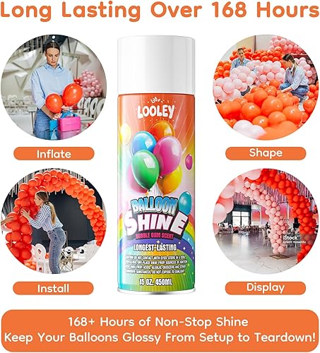 Miniatura 5 de Bubblegum - Aerosol de brillo para globos, 15 onzas líquidas, 168 horas, ultra duradero, de alto brillo, fórmula impermeable e instantánea, diseño