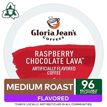 Gloria Jean's Raspberry Chocolate Lava Keurig Single-Serve K-Cup Pods, Medium Roast Coffee, 96 Count