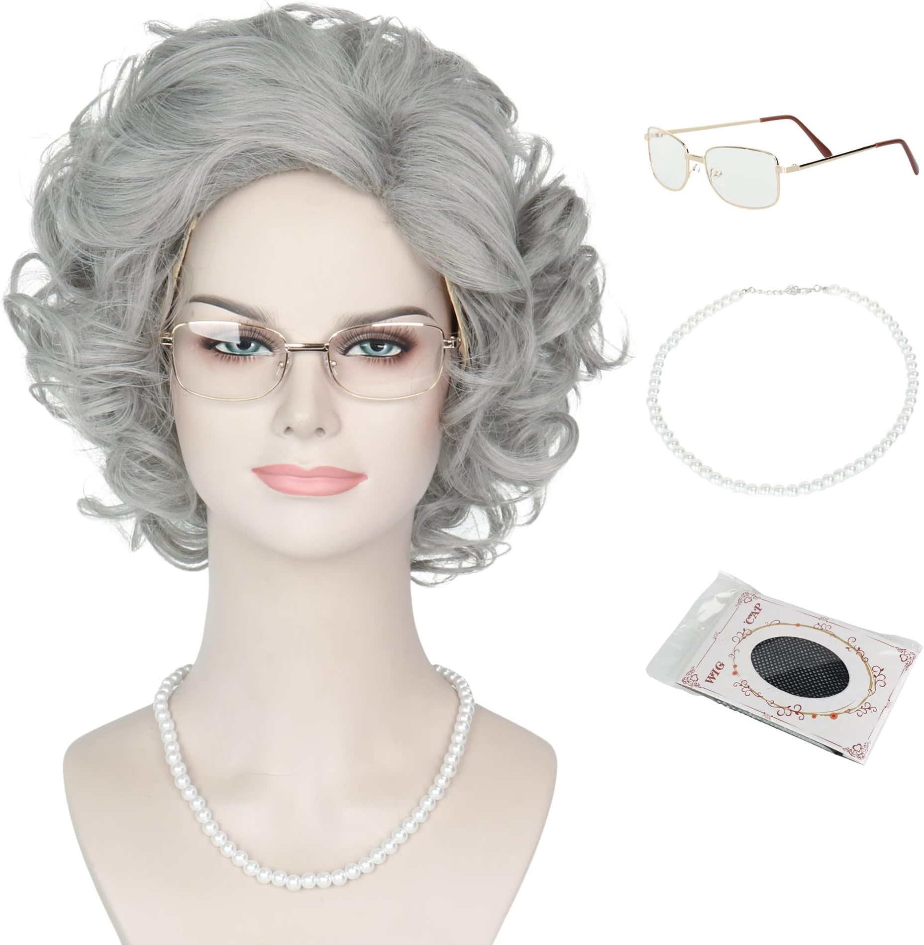 qnprt Old Lady Costume Characters Set Old Lady/Mrs. Santa