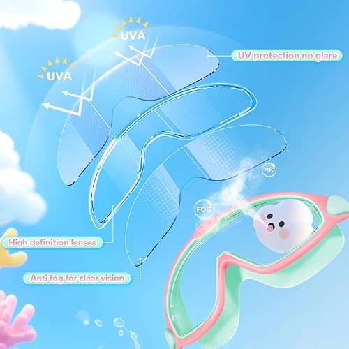 Miniatura 4 de Supertrip Gafas de natación para niños, paquete de 2 gafas de natación con protección UV antivaho para niños de 6 a 14 años