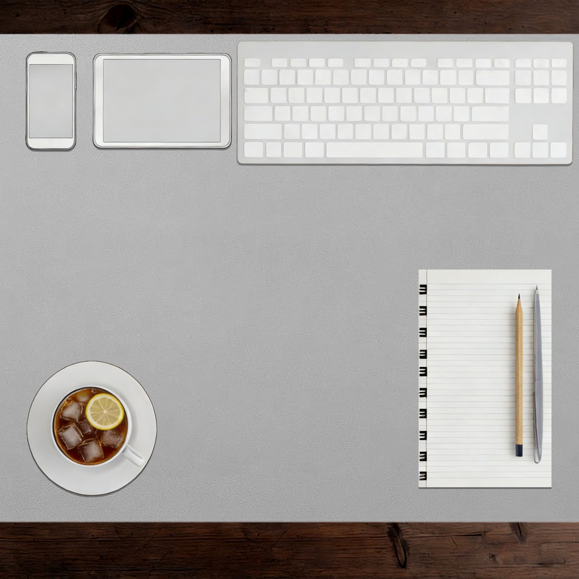 Desk Pad 95 x 100 cm Multifunctional Easy Clean Laptop Desk Writing Mat Wipeable for Home and Office Accessories, Grey