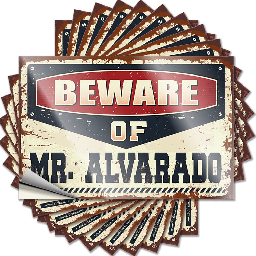 Scented Saying Aesthetic Decals, Camper Decor Cute Pattern Design for Scooter Notebook | Reusable Removable Vinyl Beware of Mr. Alvarado(8X12CM)
