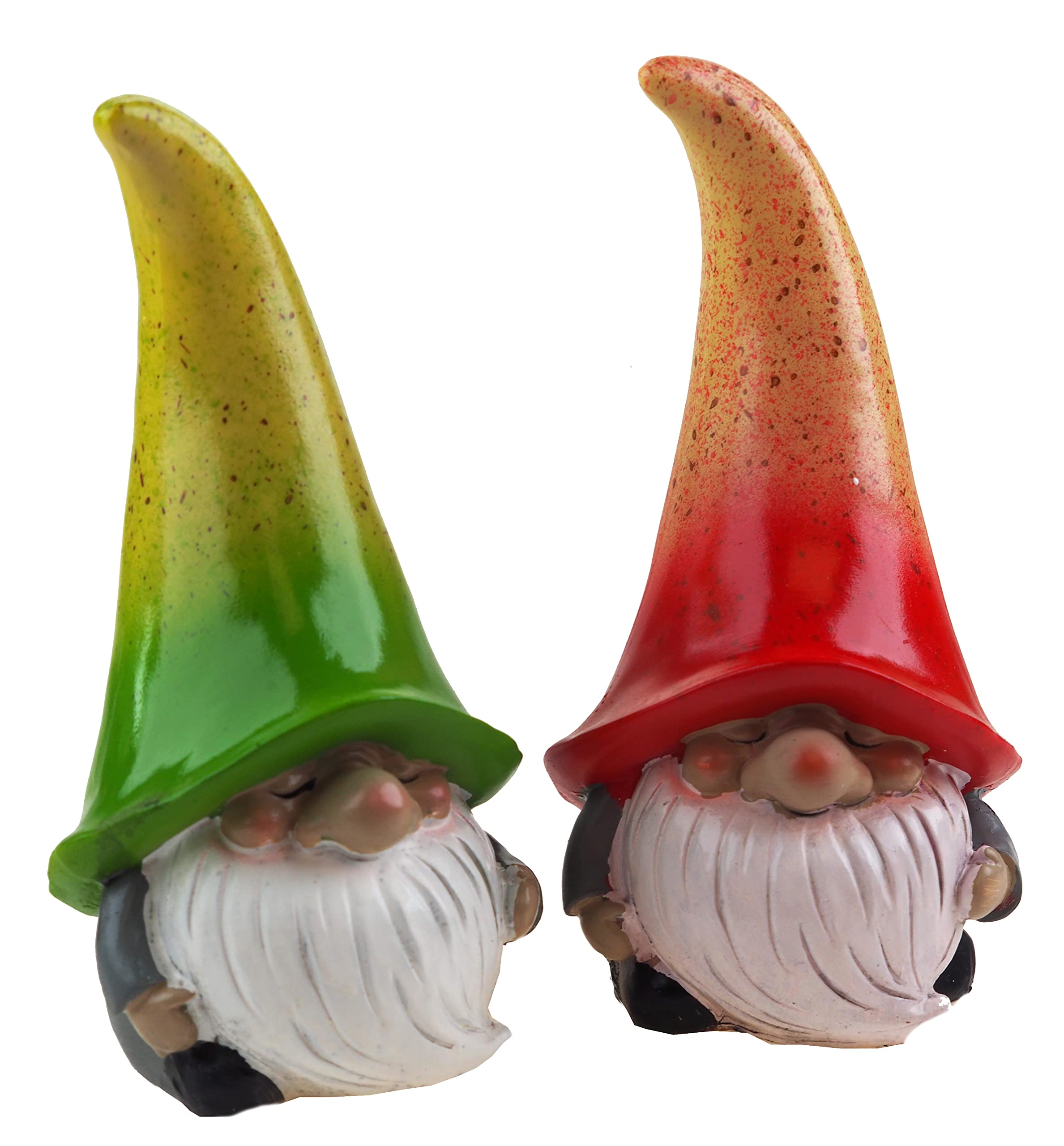 BWG Large Hat 22cm Garden Gnome Gonk Ornaments Figurines - Green Red (Set of 2)