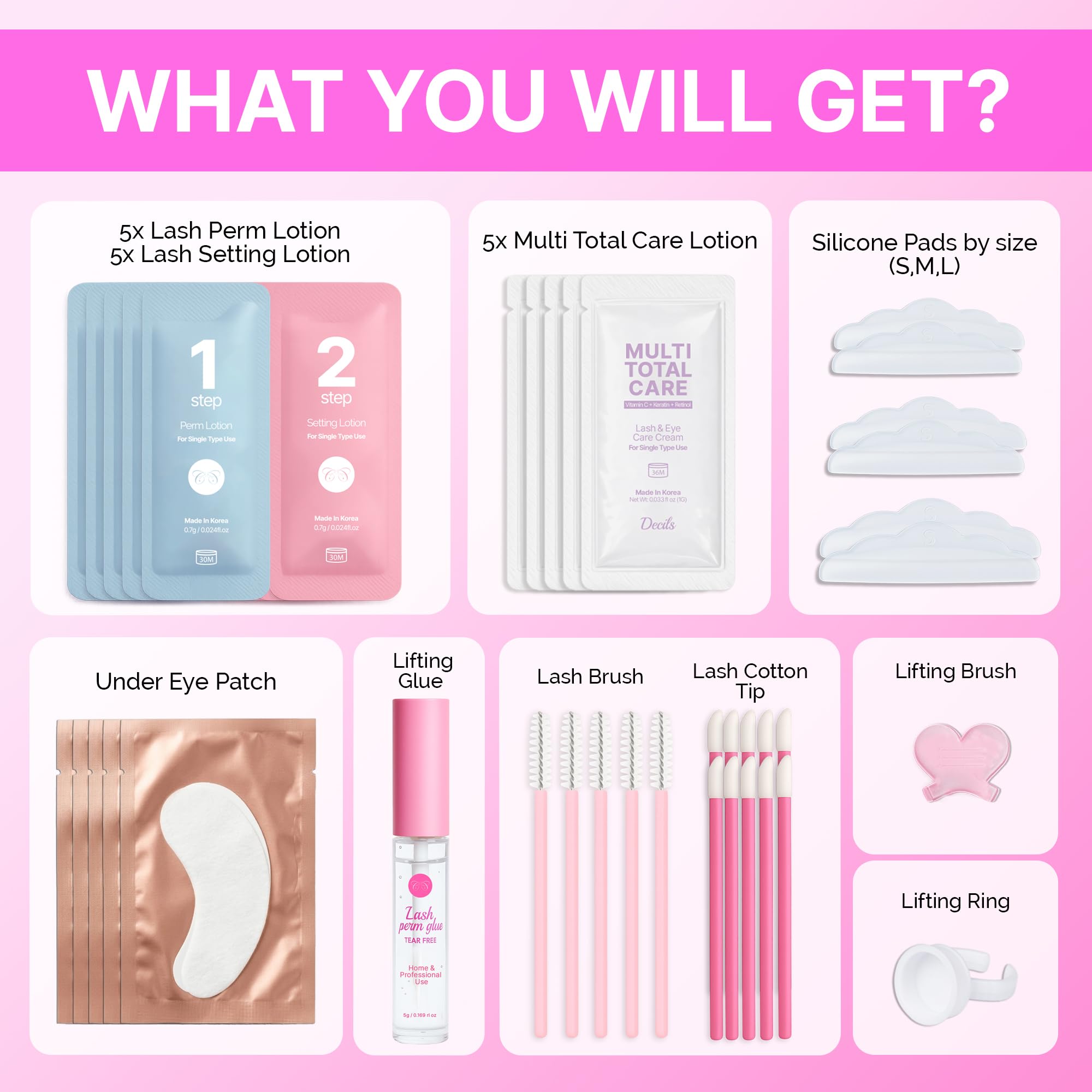 Korean Lash Lift Kit - 5 Sets At Home Eyelash Perm Kit with Upgraded Glue, Eyelash Lift, DIY Lash Perm Easy for Beginner & Professional, Semi Permanent Perming Wave Suitable For Salon & Home: Blue