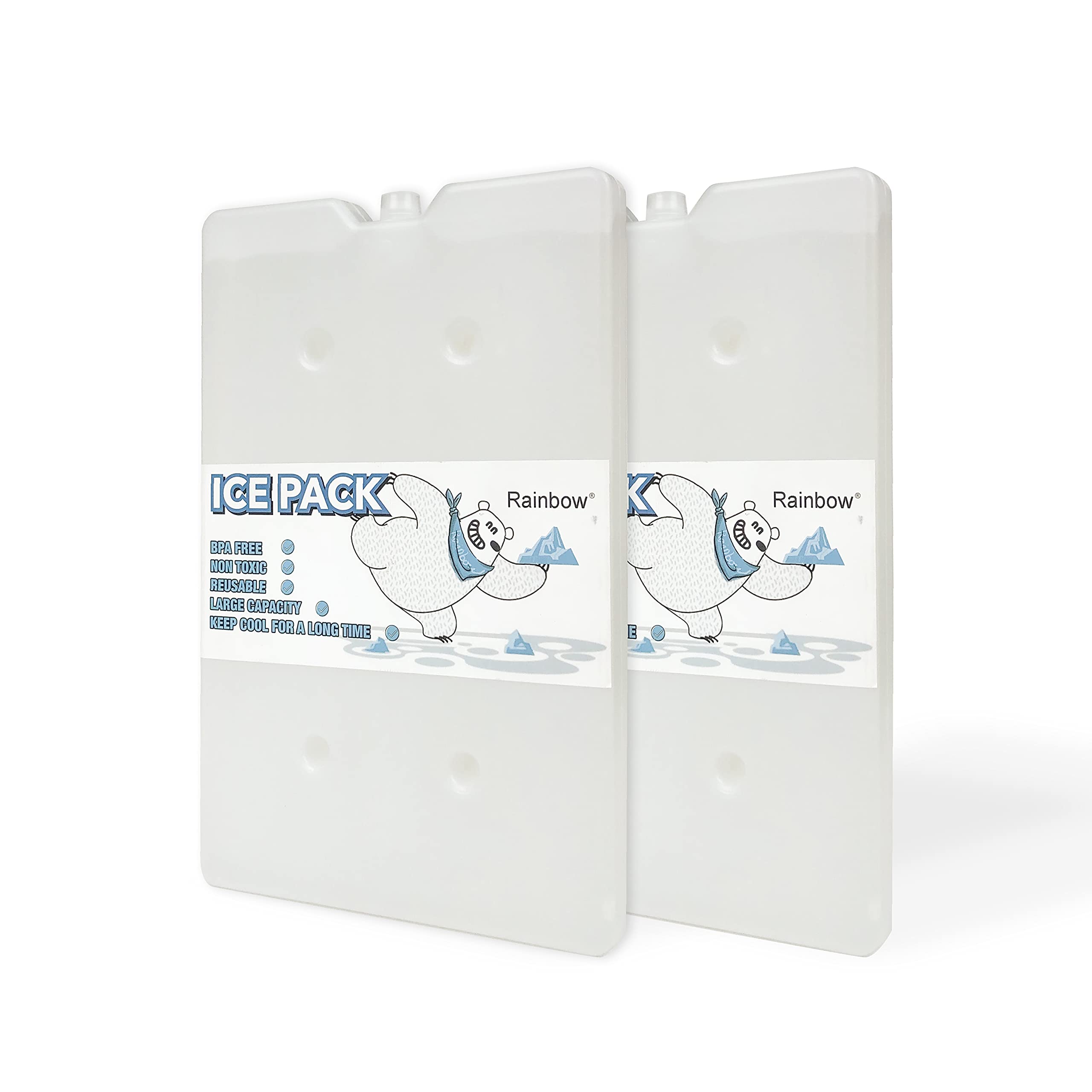 BLOBUSTE Extra Large Ice Packs for Cooler/Cool Box,12.4x7.9x1", 2 Pack, Reusable XL Ice Blocks Freezer Pack, Slim Freezer Blocks, Quick Freeze & Long Lasting, Cold Packs for Camping,Picnic,Travel