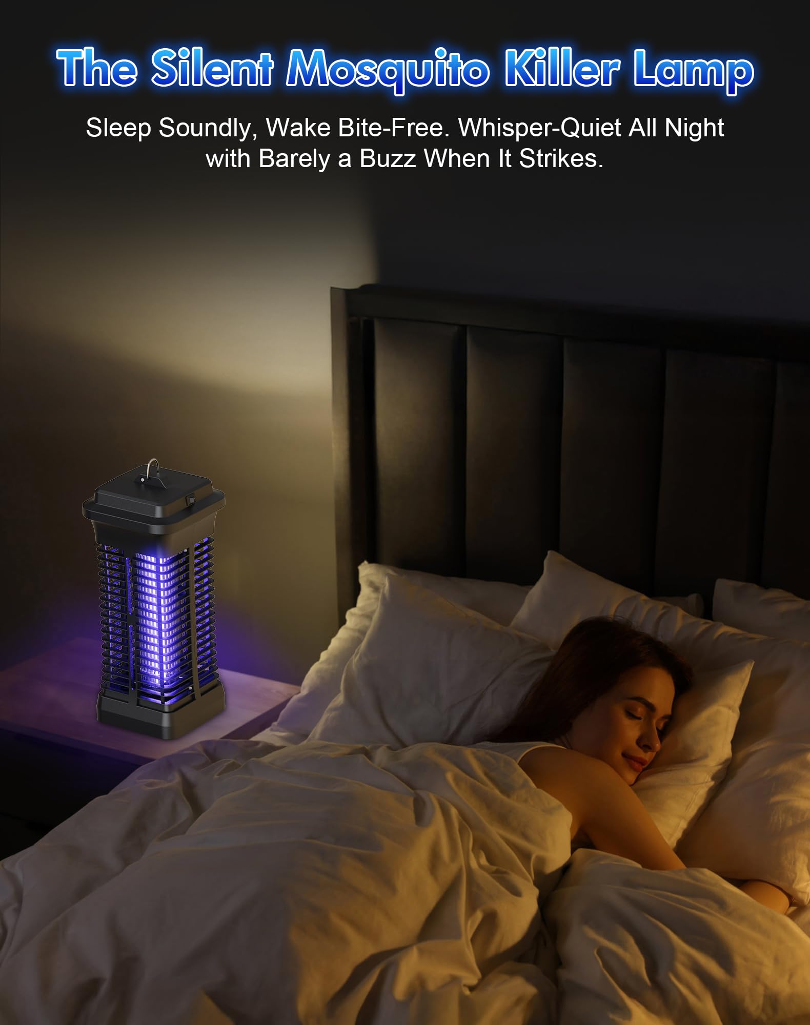Lampara Antimosquitos Electrico, 6W Mata Mosquitos Electrico Alcance Efectivo de 30m², Mata Insectos Eléctrico con Interruptor y Cable 1,2 m, Eficazmente los Insectos Voladores para Uso en Interiores