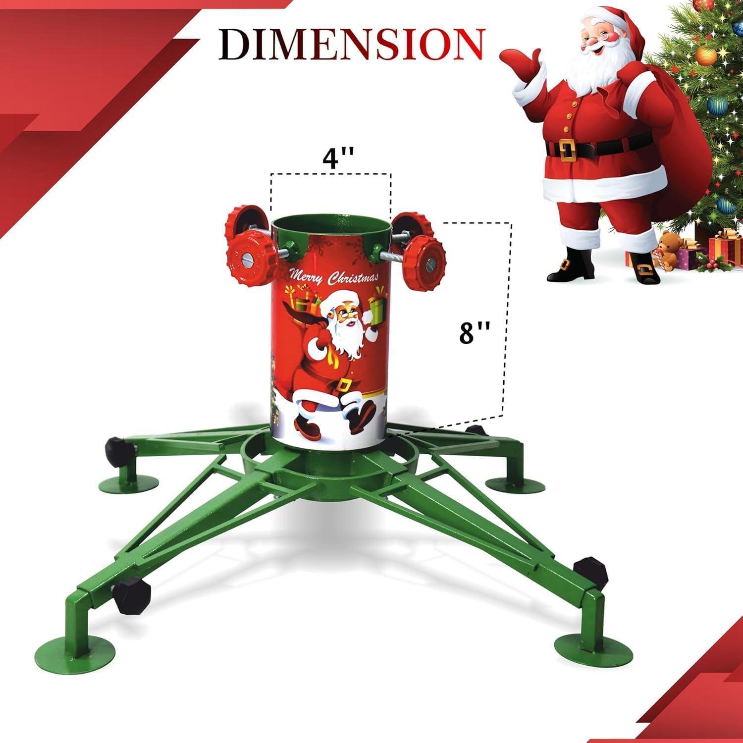 FEBTECH- Heavy Duty Christmas Tree Stand with 4" Wide Water Savior Cylinder -22 to 45 Inch Adjustable Leg Span Live Tree Stand - Christmas Tree Stand for Real Trees & Artificial Trees Upto 5 to 8 ft
