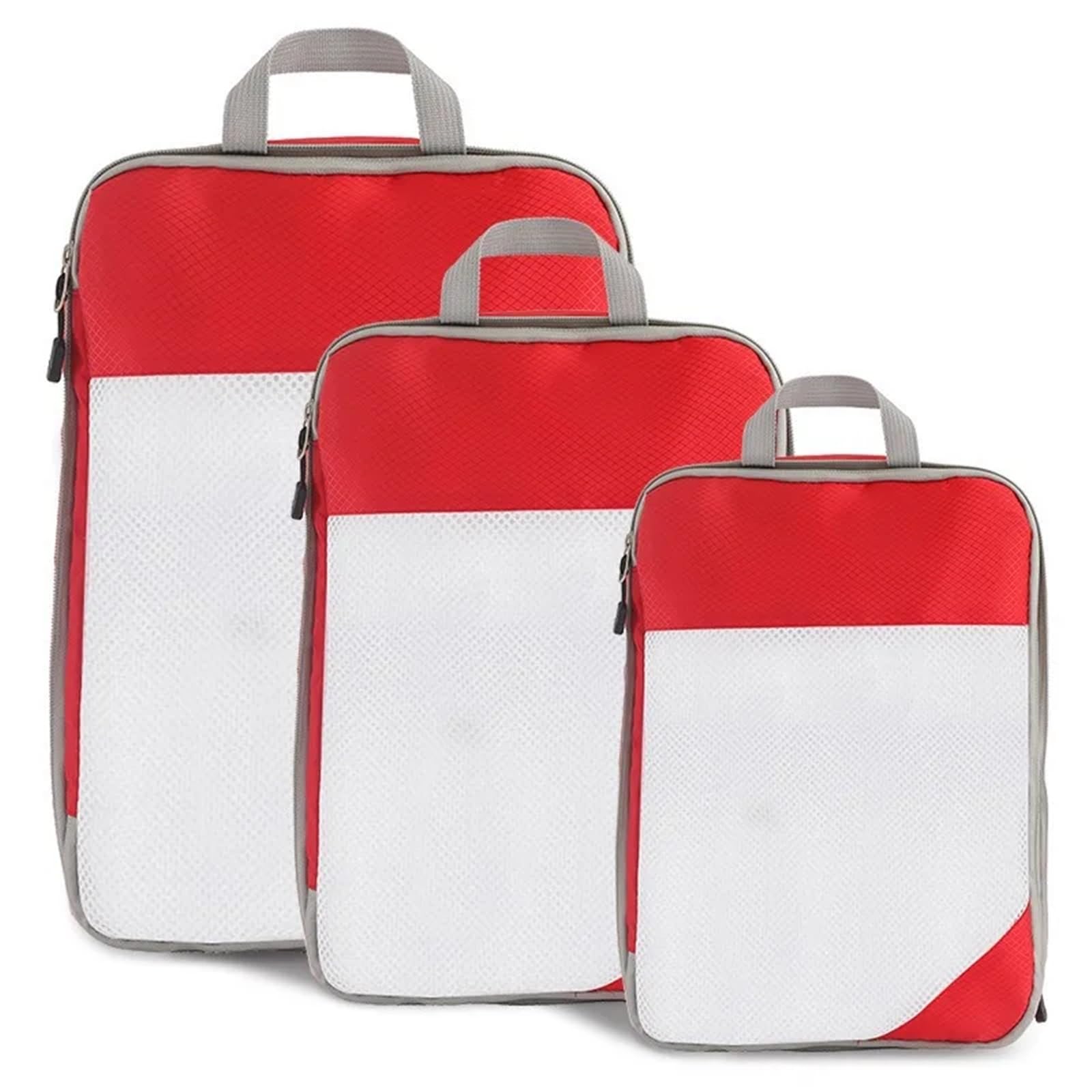 3 cubi da viaggio comprimibili, pieghevoli, impermeabili, for valigie, in nylon, portatili, con organizer for borse e bagagli. Per Risparmiare Spazio Nella Valigia(Orange)
