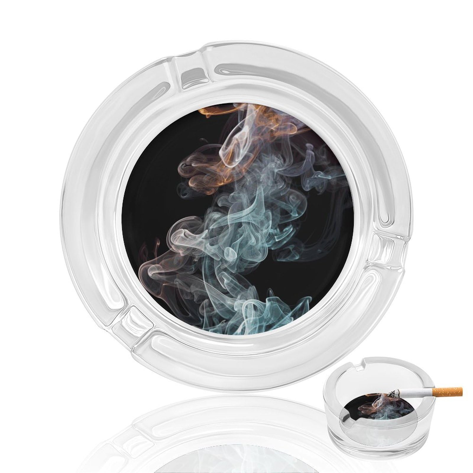 Psychedelic Smoke Ashtray Cigar Cigarette Rest Glass Outdoor Cigar Ashtrays with 3 Grooves Travel Cigar Ashtrays Fancy Cute Cool Ash Tray for Smokers Tabletop