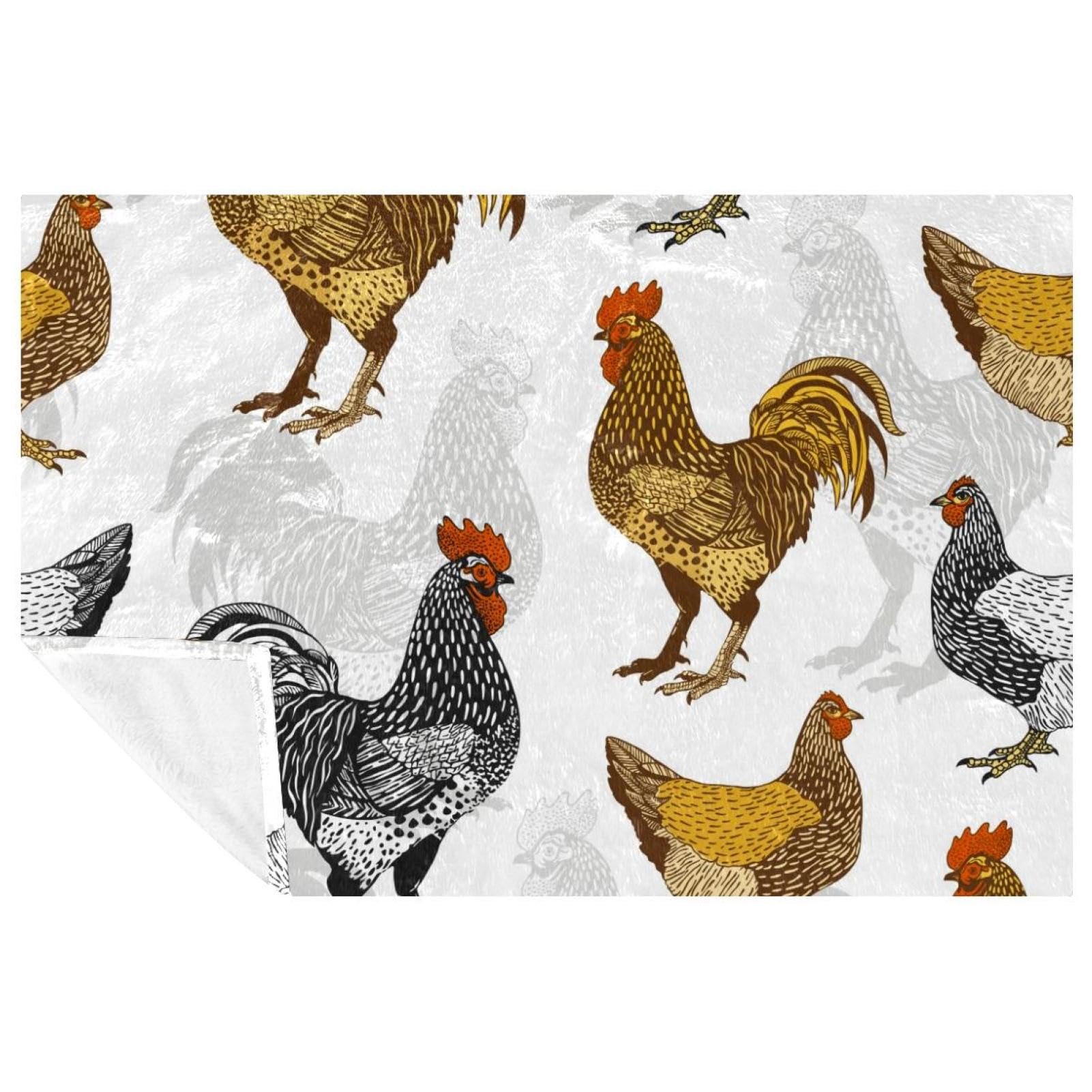 Couverture coq et poule anti-froid et légère pour lit et voyage