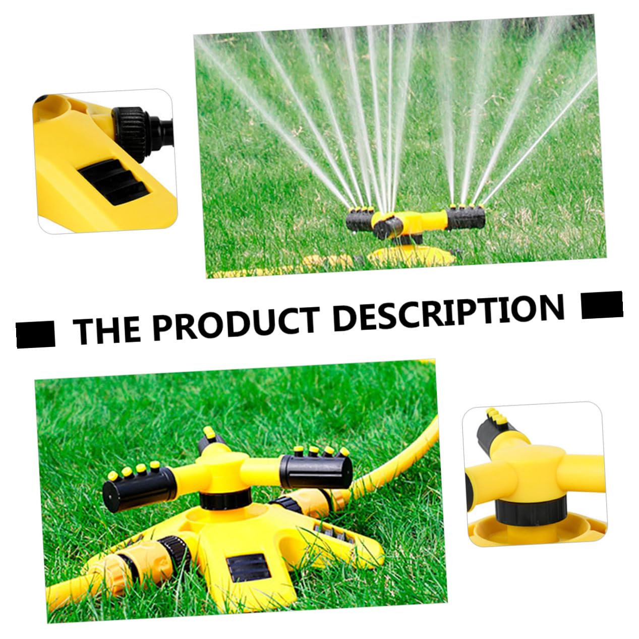 Arroseur Rotatif de Jardin 360 Degrés en Plastique Jaune, Facile à Utiliser, Lot de 2 Pièces pour Arrosage Pelouse et Système D'irrigation Jardin