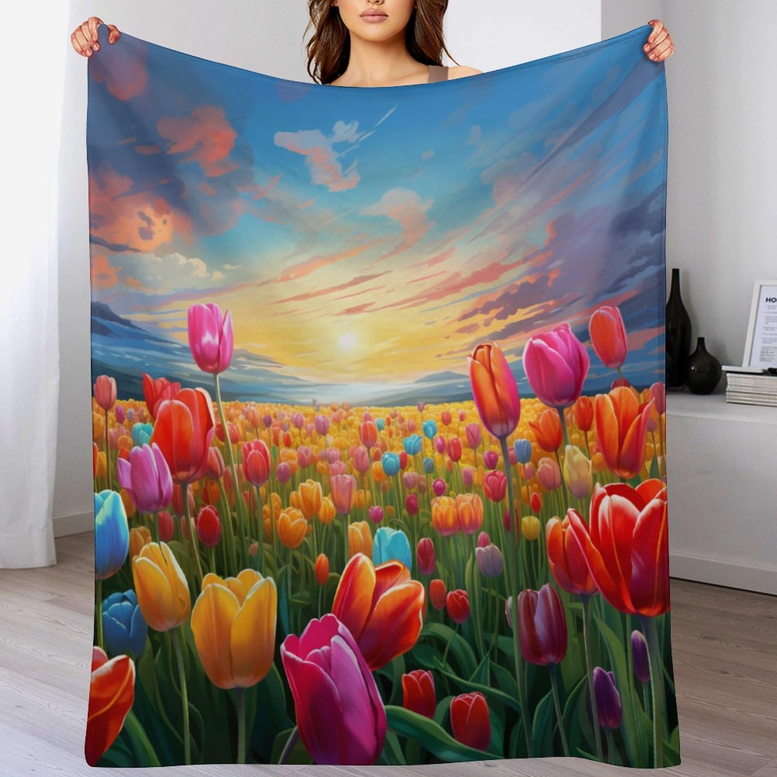 Couverture canapé fleur en flannel douce et moelleuse chaude pour salon 180x200cm