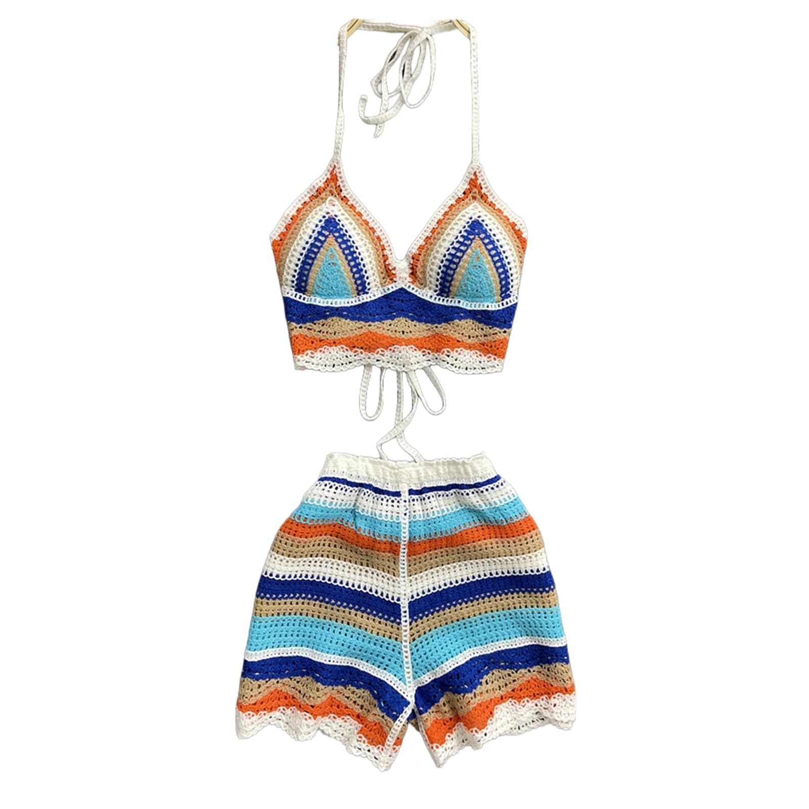 Conjunto halter de dos piezas con pantalones de pierna ancha fluida 7