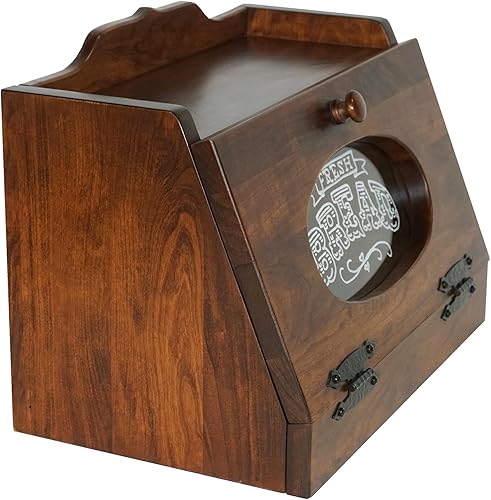 Miniatura 7 de Panera grande de madera maciza con frente de plexiglás de pan fresco para encimera de cocina, almacenamiento de pan en encimera, fabricado en