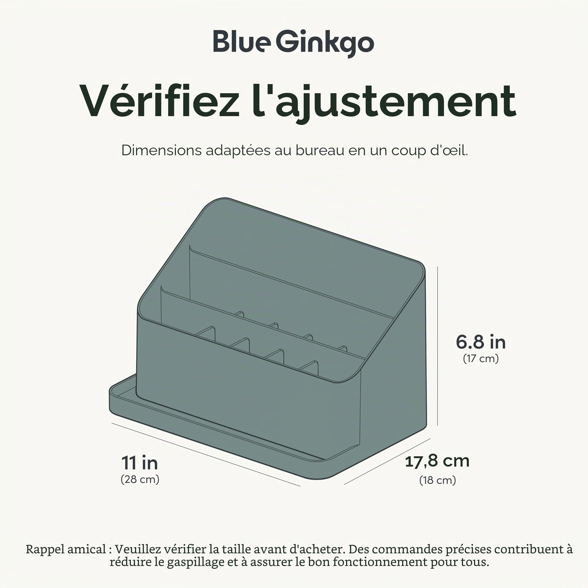 BLUE GINKGO Organisateur de Bureau – Rangement Fabriqué en Corée pour Stylos, Notes, Courrier et Fournitures de Bureau (Vert)