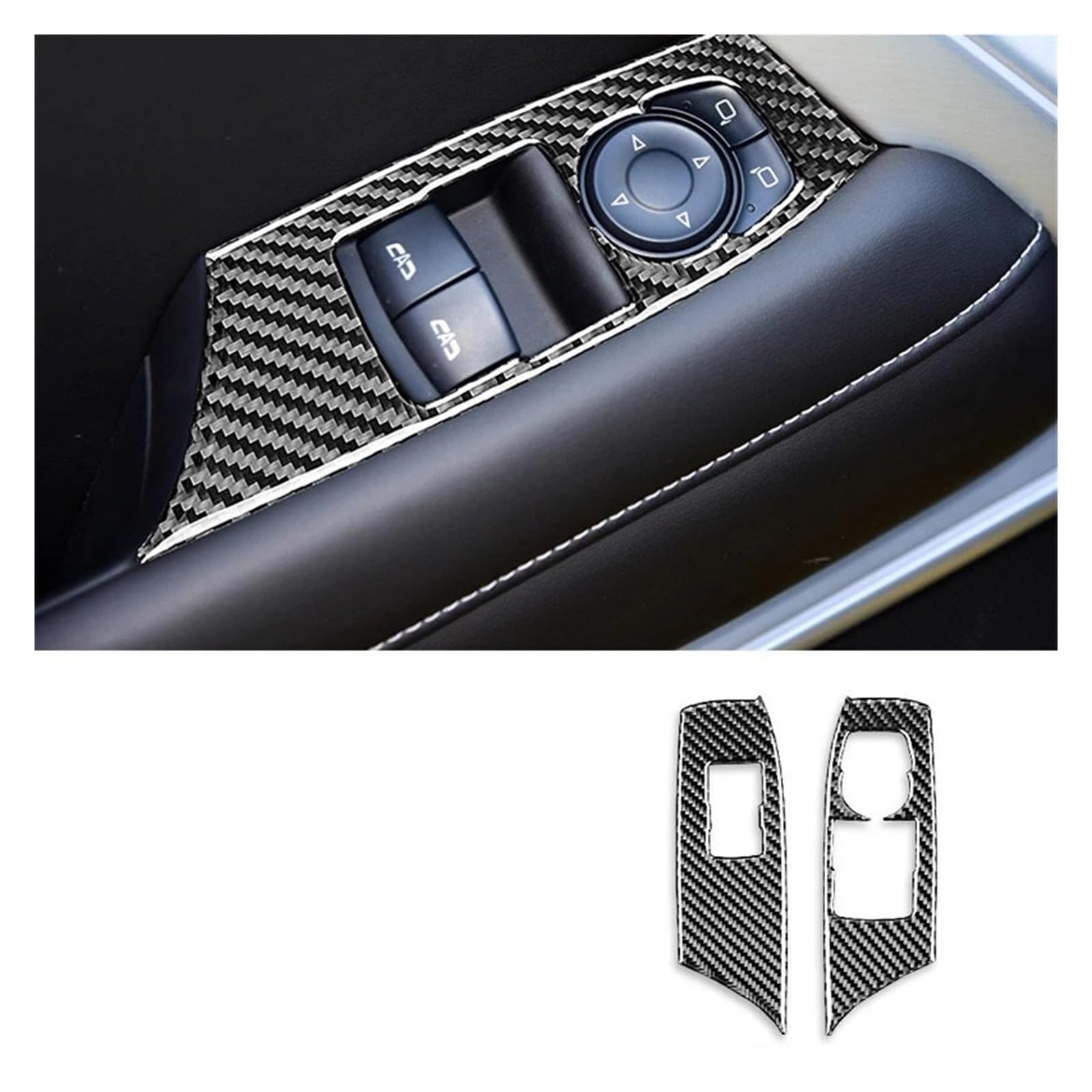 Car Accessory for Chevrolet for Camaro 2016 2017 2018 2019 LHD Red Carbon Fiber Car Window Lift Switch Button Panel Cover Sticker Interior Mouldings(Black RHD)