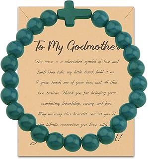 Godmother Gifts from Godchild Bracelet Godmother Thank You Gift Natural Stone Cross Bracelet Godmother Jewelry Proposal Gifts (godmother bracelet)