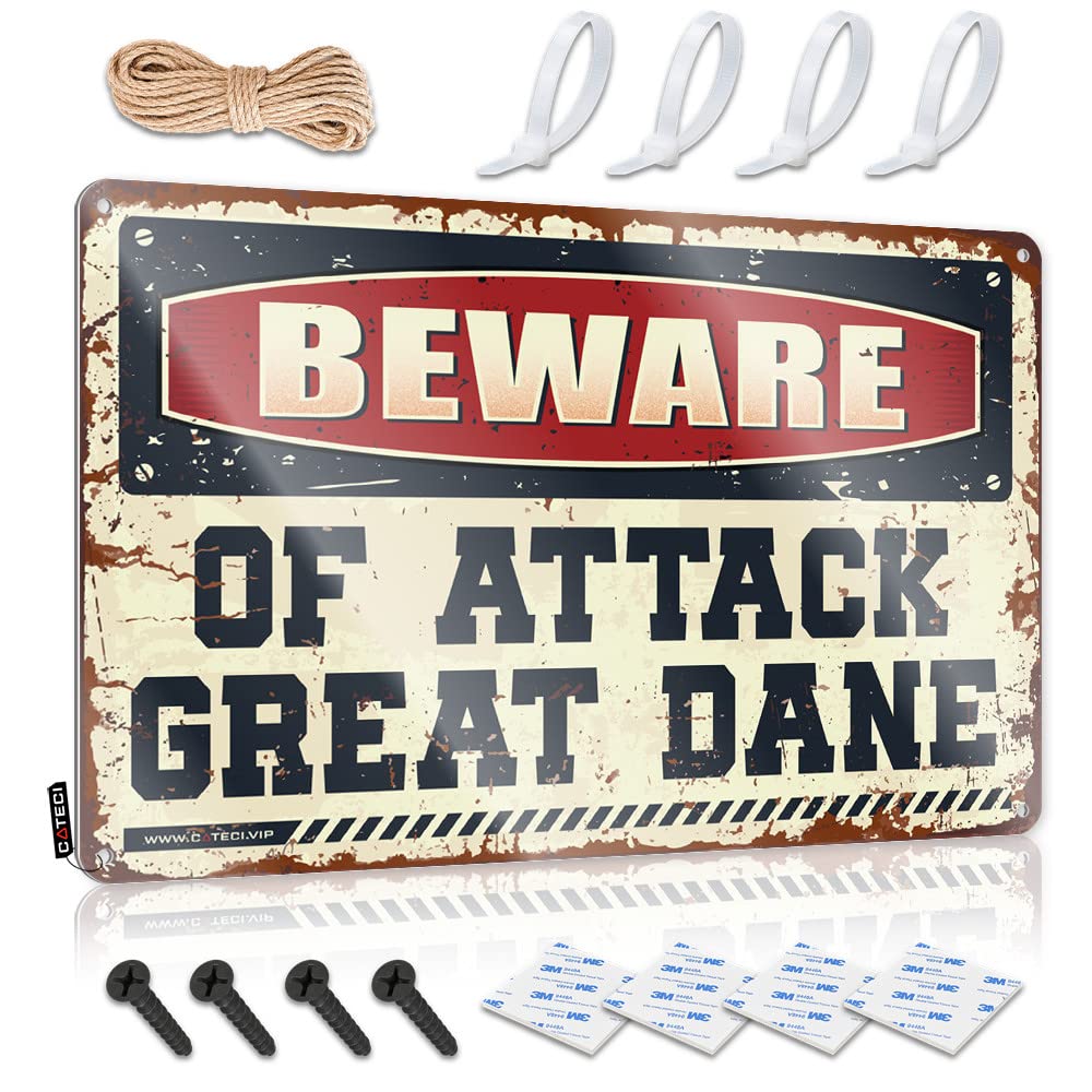 Funny Patio Signs Beware Of Attack Great Dane Tin Sign Stuff For Your Room Tin Metal Decor(30X40CM)