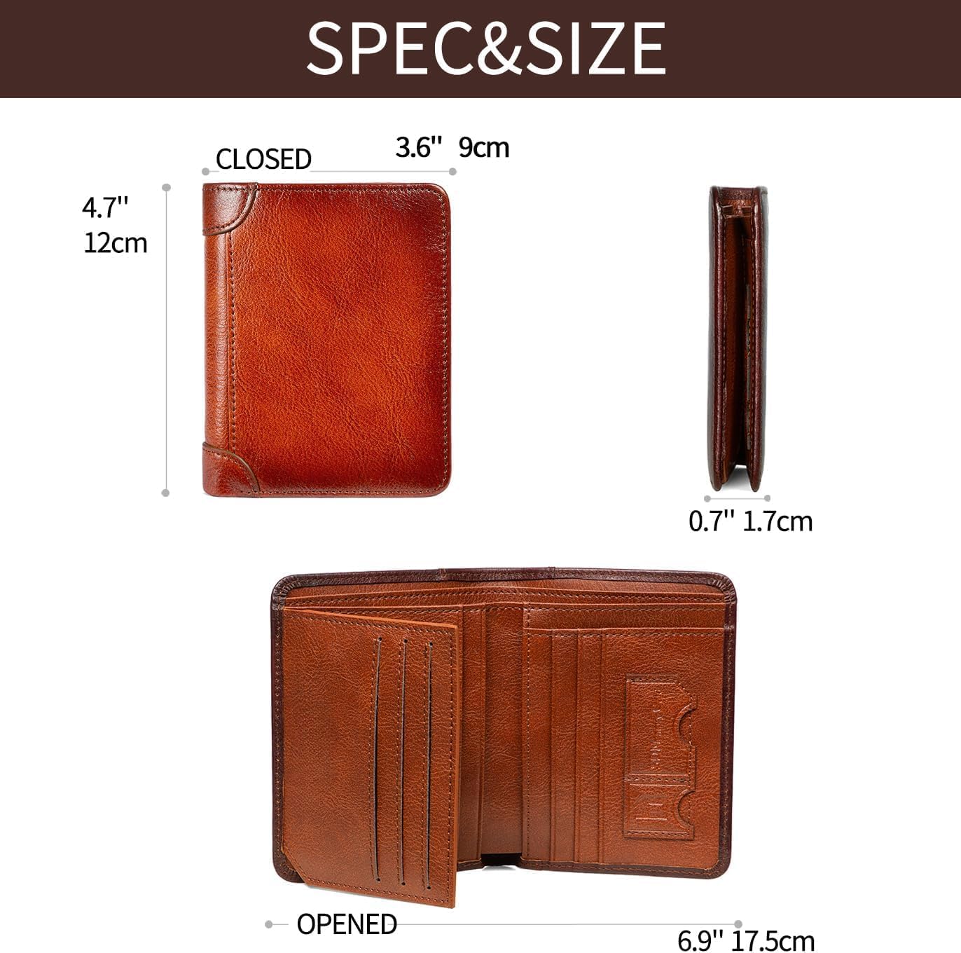 Genuine Leather Wallet for Men, Slim Bifold RFID Blocking with Zipper Coin Pocket, Minimalist Design for Travel and Daily Use (Black) - Image 5