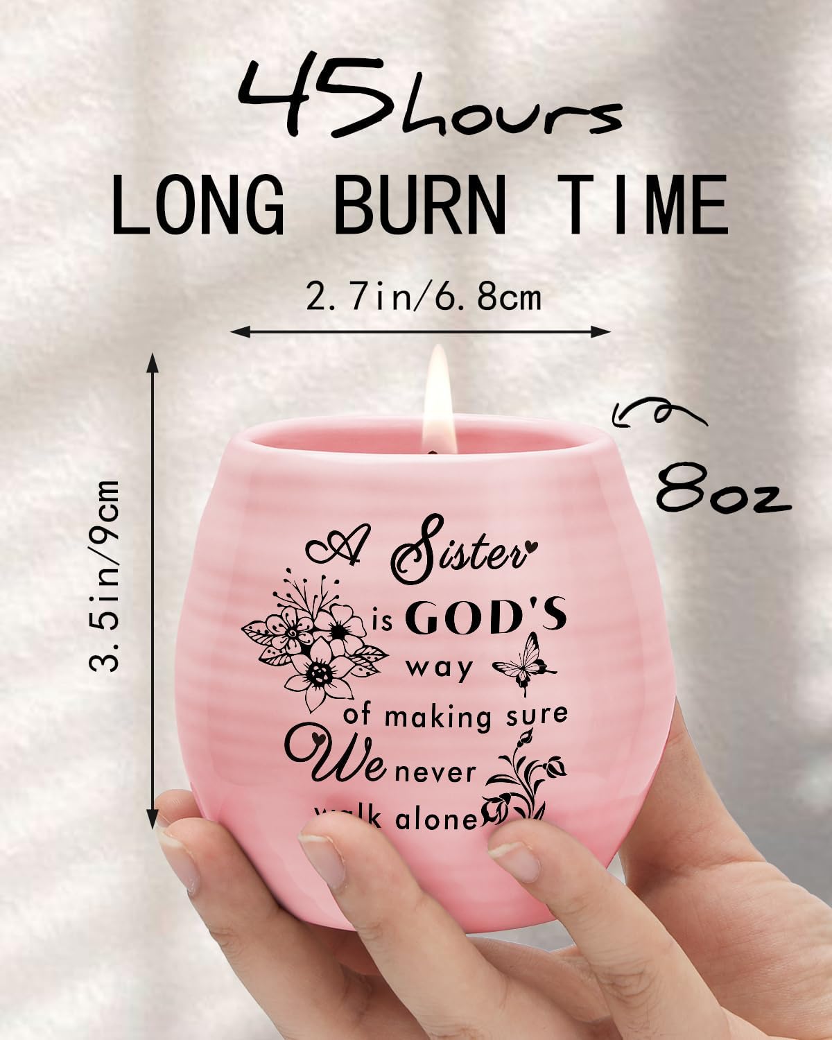 Sister Birthday Gifts, Sisters Christmas Gifts from Sister, Handmade Ceramic 8oz Soy Wax Lavender Scented Candles, Sisters Candle Gift for Soul Sisters Best Friend BFF Bestie - Image 3