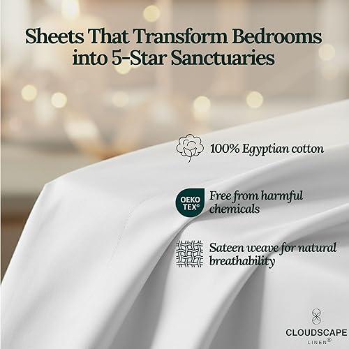 Miniatura 2 de Sábanas 100% de algodón egipcio, tamaño King, refrescantes y transpirables de 4 piezas de tejido de satén sedoso, sábanas ultrasuaves y duraderas
