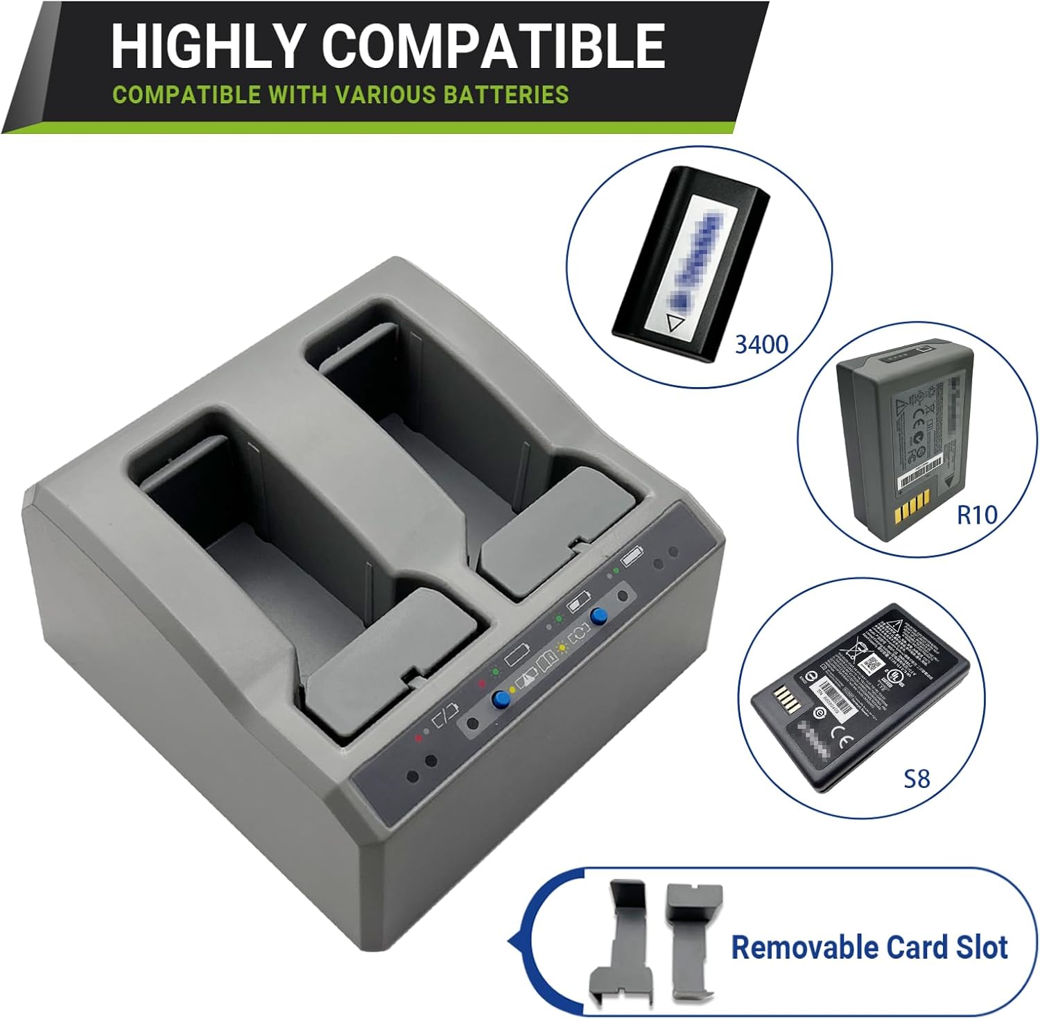 Dual Battery Charger for Trimble GPS S8 S6 R6 R7 R8 R10 Battery, New Update Dual Charger for Trimble Total Station GNSS GPS RTK Battery