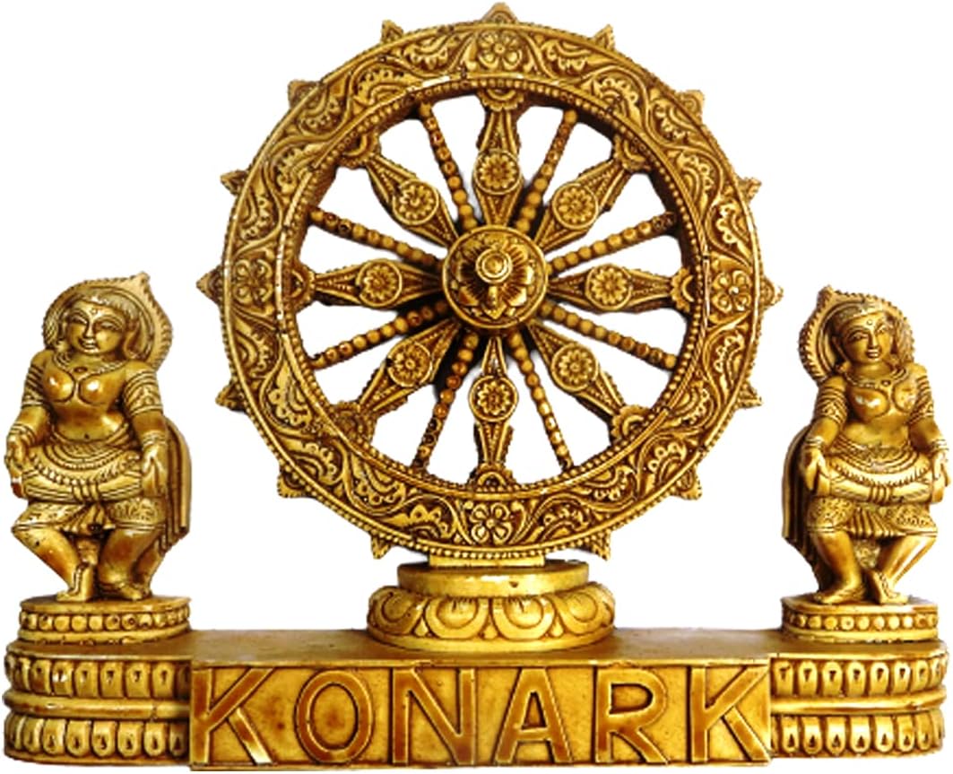 ORIVILLE Beautiful Stone Dust Crafts of Sun Temple Konark Wheels (Chakras) Made with 2 Sakhis/Odisha Famous Utkal Wheel Kalinga Chakra/Ashok Chakra