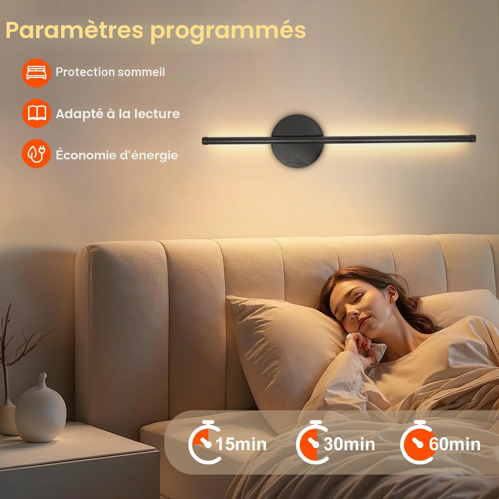 Ketom Lot de 2 Applique Murale Intérieure Rechargeable, Lampe Murale Sans Fil Noir, Luminaire Mural avec Télécommande, 3 Températures de Couleur & Dimmable, Minuterie